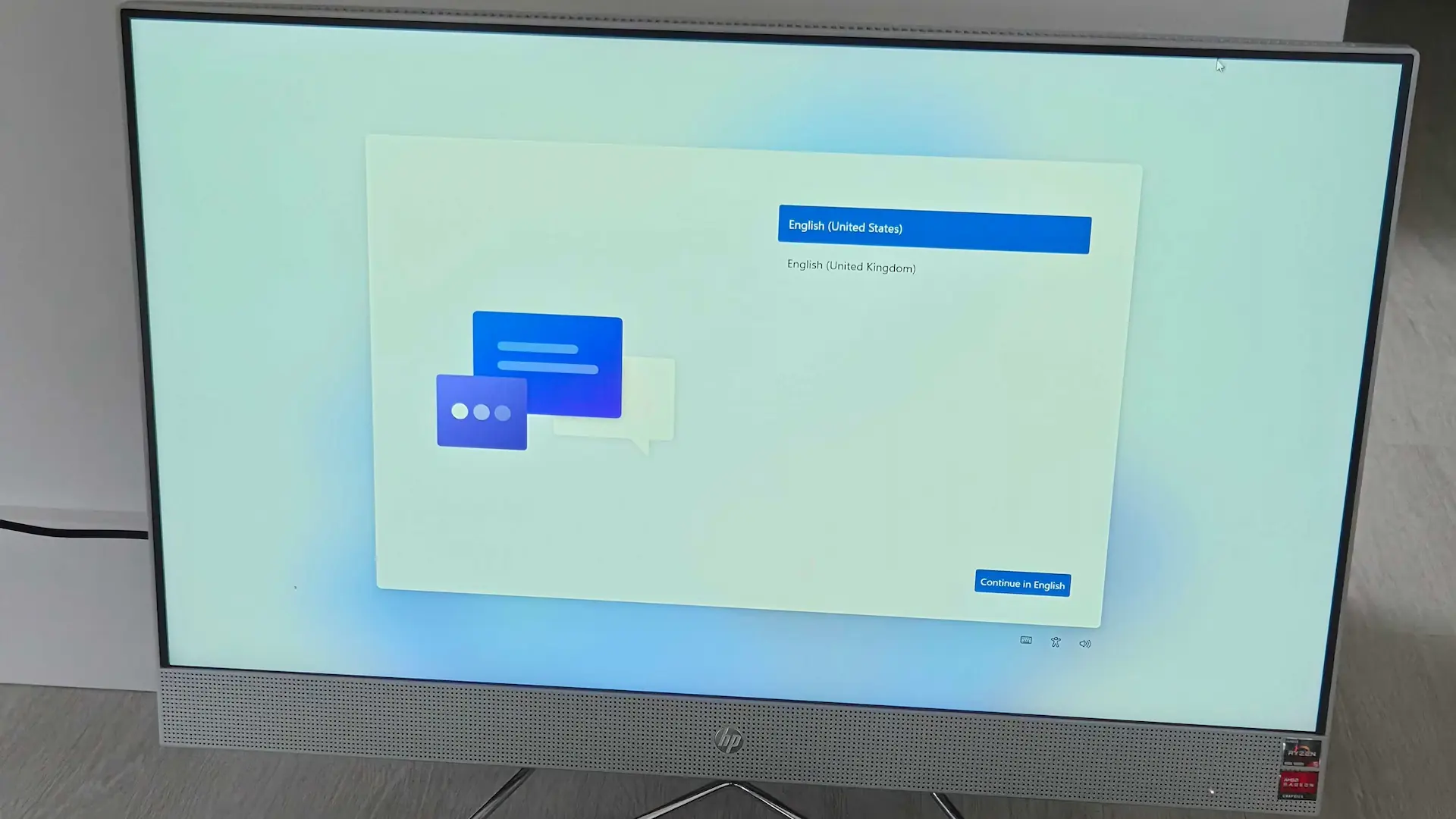 view of all in one PC on windows setup