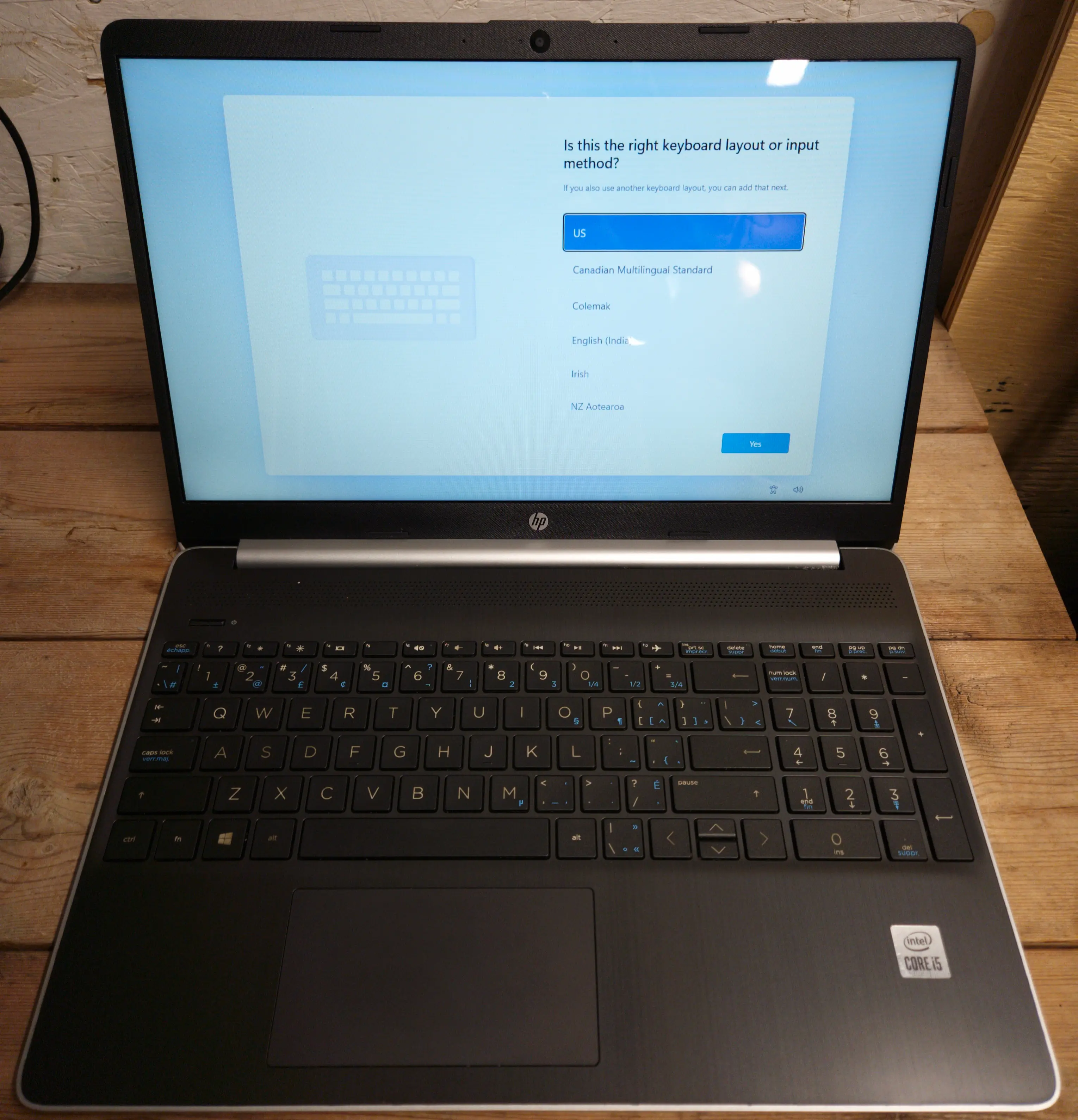 HP all-in-one computer powered on